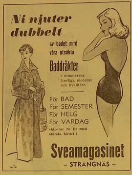 Annons för Sveamagasinet Snäs, juni 1954