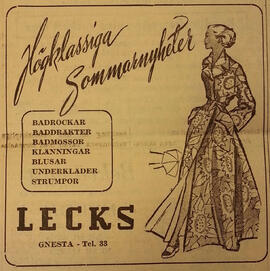 Annons, Lecks Gnesta, juni 1953