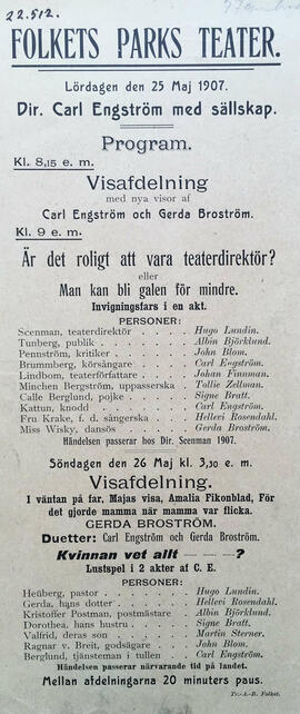 Folkparken teateraffisch, Carl Engström med sällskap