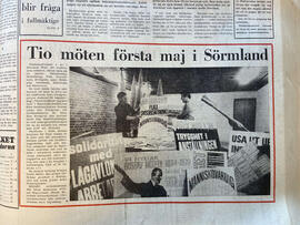 Artikel om första maj firanden i Sörmland, 1971