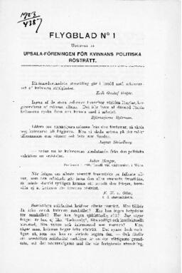 Flygblad Nr 1