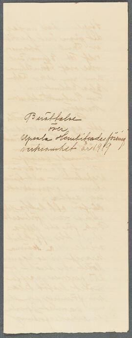 Hembiträdesförening Uppsala - annual report (1919)