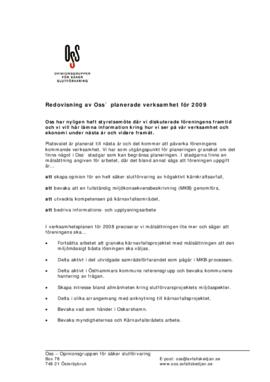 Prel planering 2009