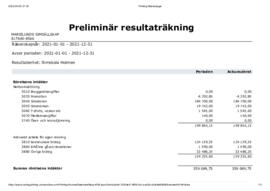 Resultaträkning Tärnholmen 2021