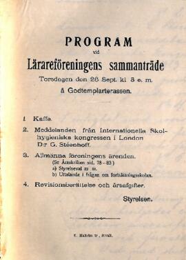Protokoll 1907-09-26, program