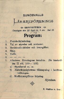 Protokoll 1909-09-22, program