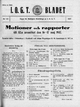 Distriktstidning, I.O.G.T BLADET Nr 5-6, 1937