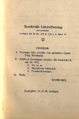 Protokoll 1913-10-22, program