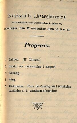 Protokoll 1899-11-27, program
