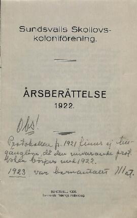 Års- och revisionsberättelse 1922