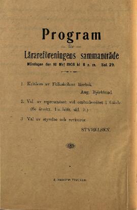 Protokoll 1908-05-18, program