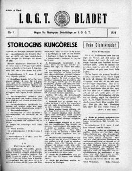 Distriktstidning, I.O.G.T BLADET Nr 1, 1938