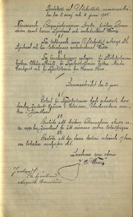 Utskottets protokoll 1905-05-03 och 1905-06-02