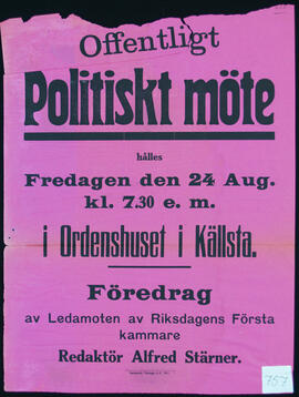Affisch nr 0757, möte, föredrag