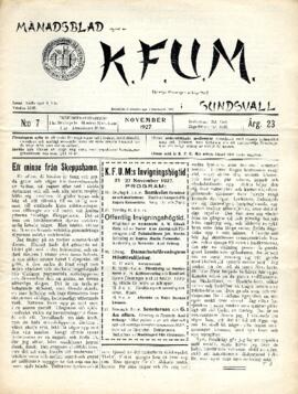 Månadsblad, K.F.U.M i Sundsvall, Nr 7, 1927