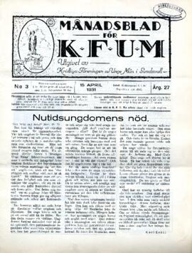 Månadsblad, K.F.U.M i Sundsvall, Nr 3, 1931