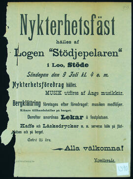 Affisch nr 1390, fest, föredrag