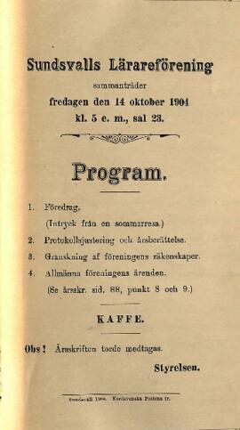 Protokoll 1904-10-14, program