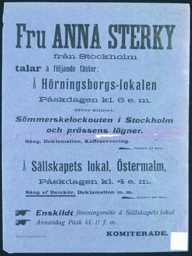 Affisch nr 2522, föredrag, uppträdande
