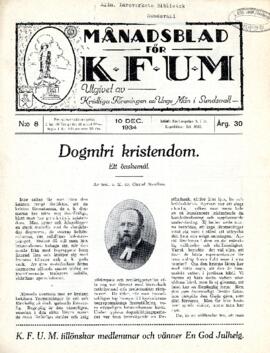 Månadsblad, K.F.U.M i Sundsvall, Nr 8, 1934