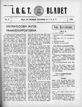 Distriktstidning, I.O.G.T BLADET Nr 2, 1938