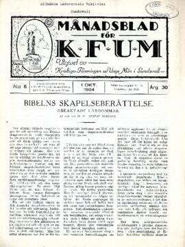 Månadsblad, K.F.U.M i Sundsvall, Nr 6, 1934