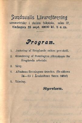 Protokoll 1900-09-25, program