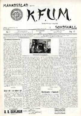 Månadsblad, K.F.U.M i Sundsvall, Nr 7, 1921