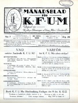 Månadsblad, K.F.U.M i Sundsvall, Nr 7, 1933