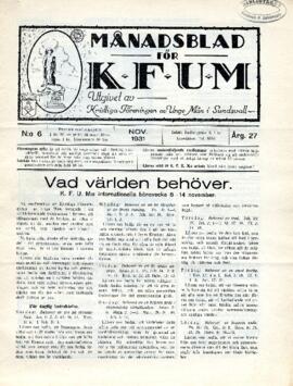 Månadsblad, K.F.U.M i Sundsvall, Nr 6, 1931