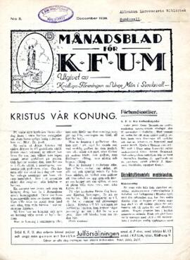 Månadsblad, K.F.U.M i Sundsvall, Nr 8, 1938