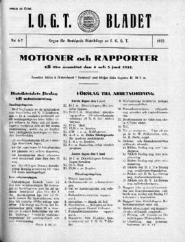 Distriktstidning, I.O.G.T BLADET Nr 6-7, 1933