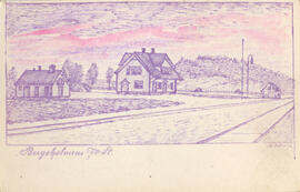 Vykort. Bergholmens järnvägsstation