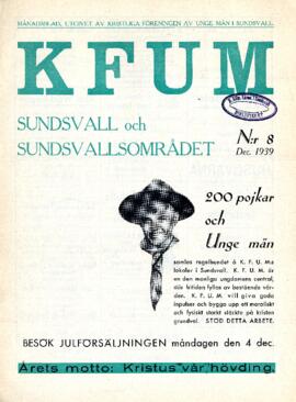 Månadsblad, K.F.U.M i Sundsvall, Nr 8, 1939