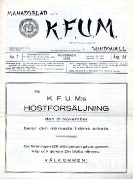 Månadsblad, K.F.U.M i Sundsvall, Nr 7, 1928