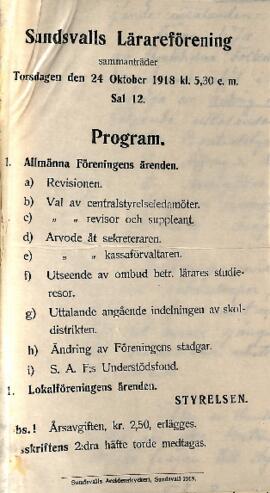 Protokoll 1918-10-24, program