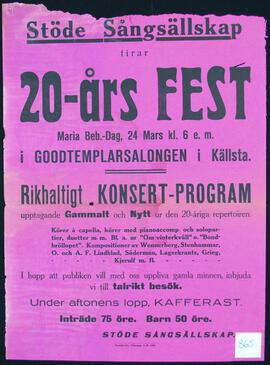 Affisch nr 0865, fest, konsert