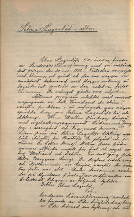 Rapport från Selma Lagerlöf-afton 1908-11-20
