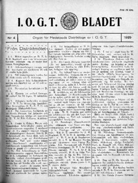 Distriktstidning, I.O.G.T BLADET Nr 4, 1929