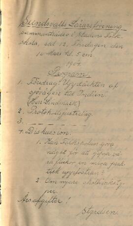 Protokoll 1904-03-10, program