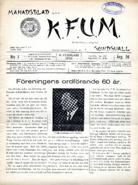 Månadsblad, K.F.U.M i Sundsvall, Nr 1, 1930