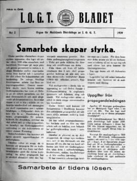 Distriktstidning, I.O.G.T BLADET Nr 2, 1939