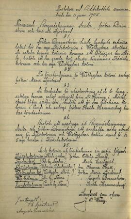 Utskottets protokoll 1905-06-10