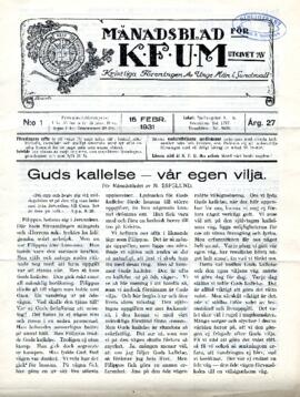 Månadsblad, K.F.U.M i Sundsvall, Nr 1, 1931