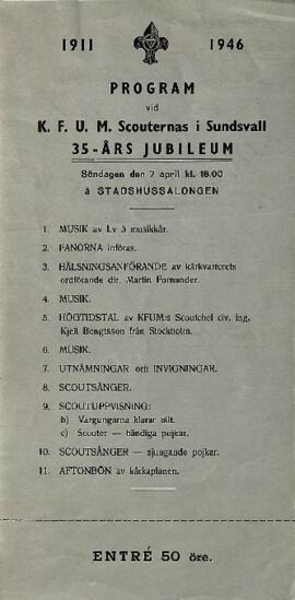 Program vid KFUM_s scouternas i Sundsvalls35-års jubileum 1946
