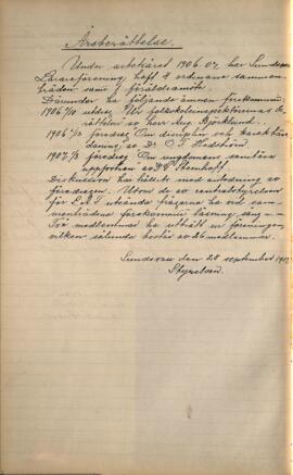 Årsberättelse 1906-1907