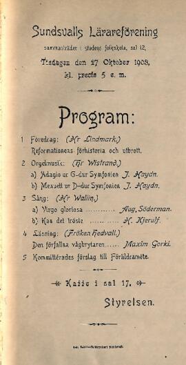 Protokoll 1903-10-27, program