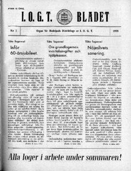 Distriktstidning, I.O.G.T BLADET Nr 7, 1938