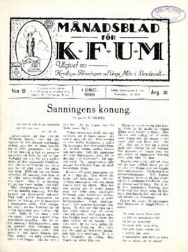 Månadsblad, K.F.U.M i Sundsvall, Nr 8, 1935