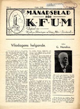 Månadsblad, K.F.U.M i Sundsvall, Nr 1, 1938